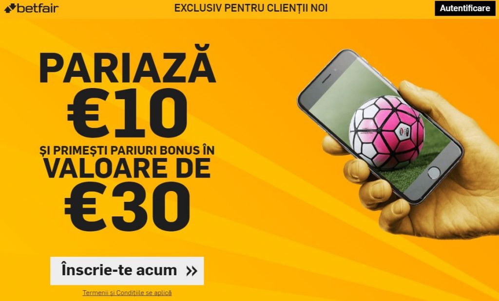 PROMOTIE VECHE – Betfair isi intampina noii clienti cu un BONUS exclusiv de 30 de euro! Afla detaliile!