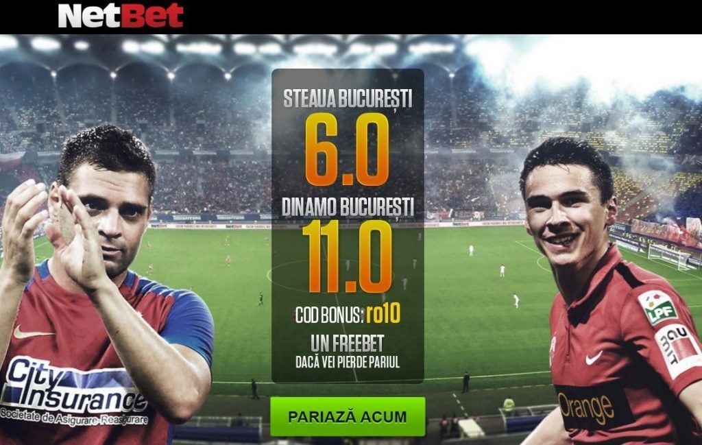 PROMOTIE VECHE – Pariaza pe Derby de Romania la NetBet: Cota 6 pentru victoria Stelei si 11 pentru cea a ”cainilor”!