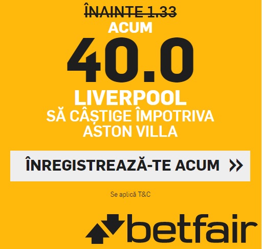 Aston Villa - Liverpool: 2 solist, cota 40 de la Betfair