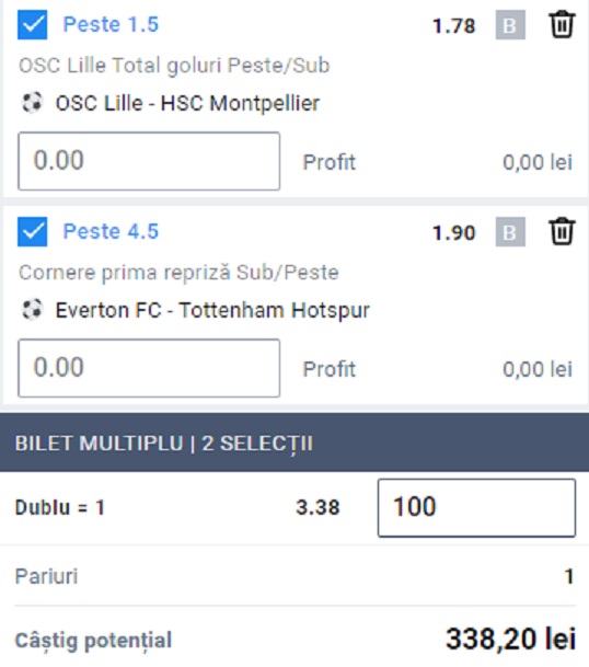 Bilet de pariuri - cota 3
