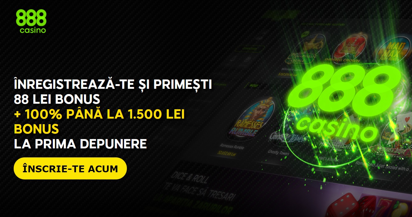 88 LEI BONUS + 100% PÂNĂ LA 1.500 LEI BONUS