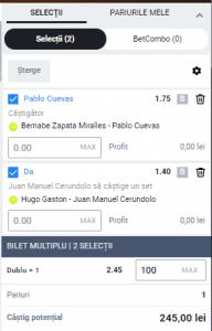 Biletul zilei pe tenis