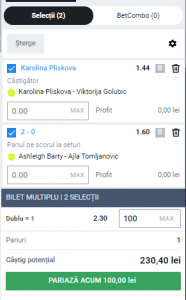 Biletul zilei pe tenis