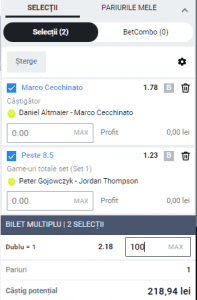 Biletul zilei pe tenis