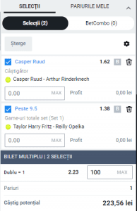 Biletul zilei pe tenis