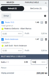 Biletul zilei pe tenis