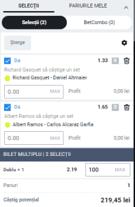 Biletul zilei pe tenis