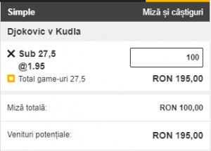 Biletul zilei pe tenis