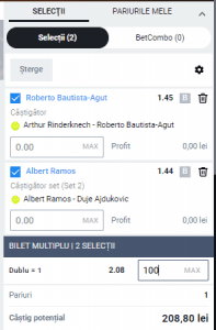 Biletul zilei pe tenis