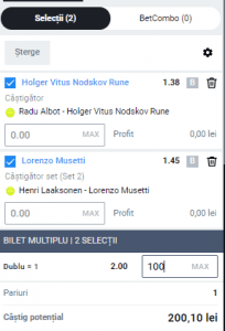 Biletul zilei pe tenis