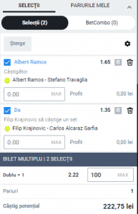 Biletul zilei pe tenis