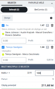 Biletul zilei pe tenis