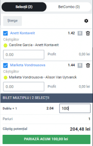 Biletul zilei pe tenis