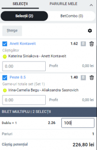 Biletul zilei pe tenis