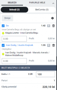 Biletul zilei pe tenis