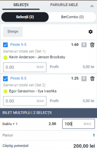 Biletul zilei pe tenis