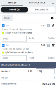 Biletul zilei pe tenis