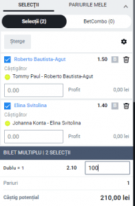 Biletul zilei pe tenis