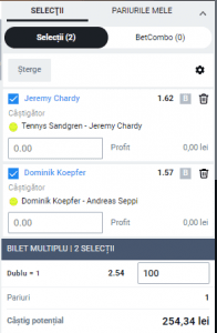 Biletul zilei pe tenis