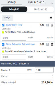 Biletul zilei pe tenis