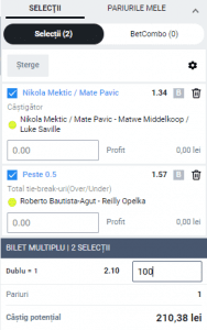 Biletul zilei pe tenis