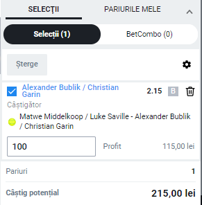 Biletul zilei pe tenis