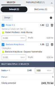 Biletul zilei pe tenis