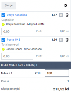 Biletul zilei pe tenis