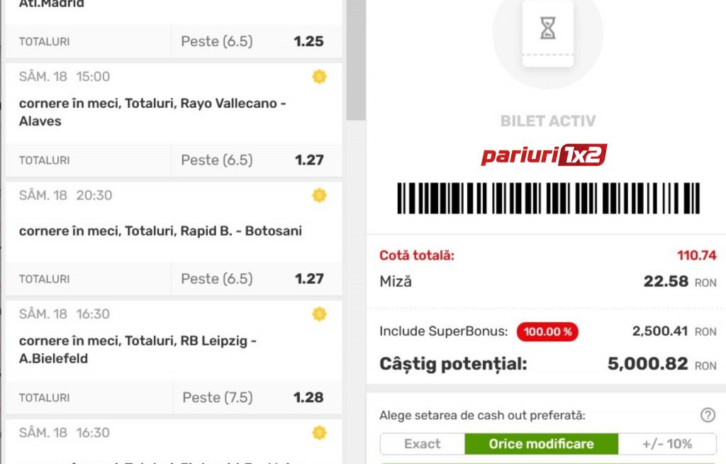 Bilet pariuri »» BONUS DUBLU pe weekend: Miza x 221!