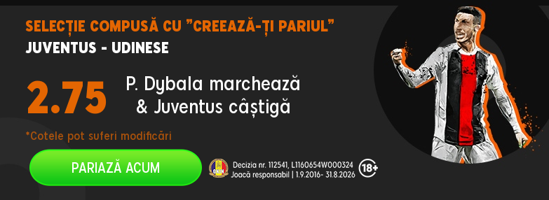 Ponturi fotbal » Juventus – Udinese: Varianta in cota 2.75 pe care o poti miza G-R-A-T-U-I-T! Vezi cum!