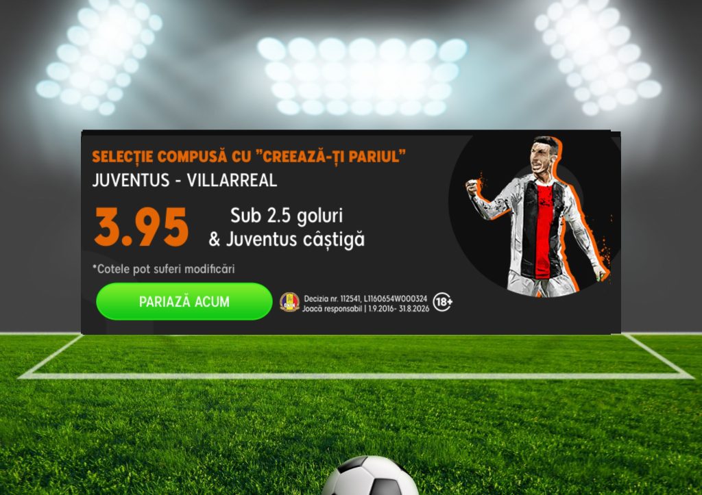Ponturi fotbal » Juventus – Villarreal: Vrei bani? Fa-i acum! Avem ponturi in cote de 1.47 si 3.95 pe care le poti juca GRATIS!