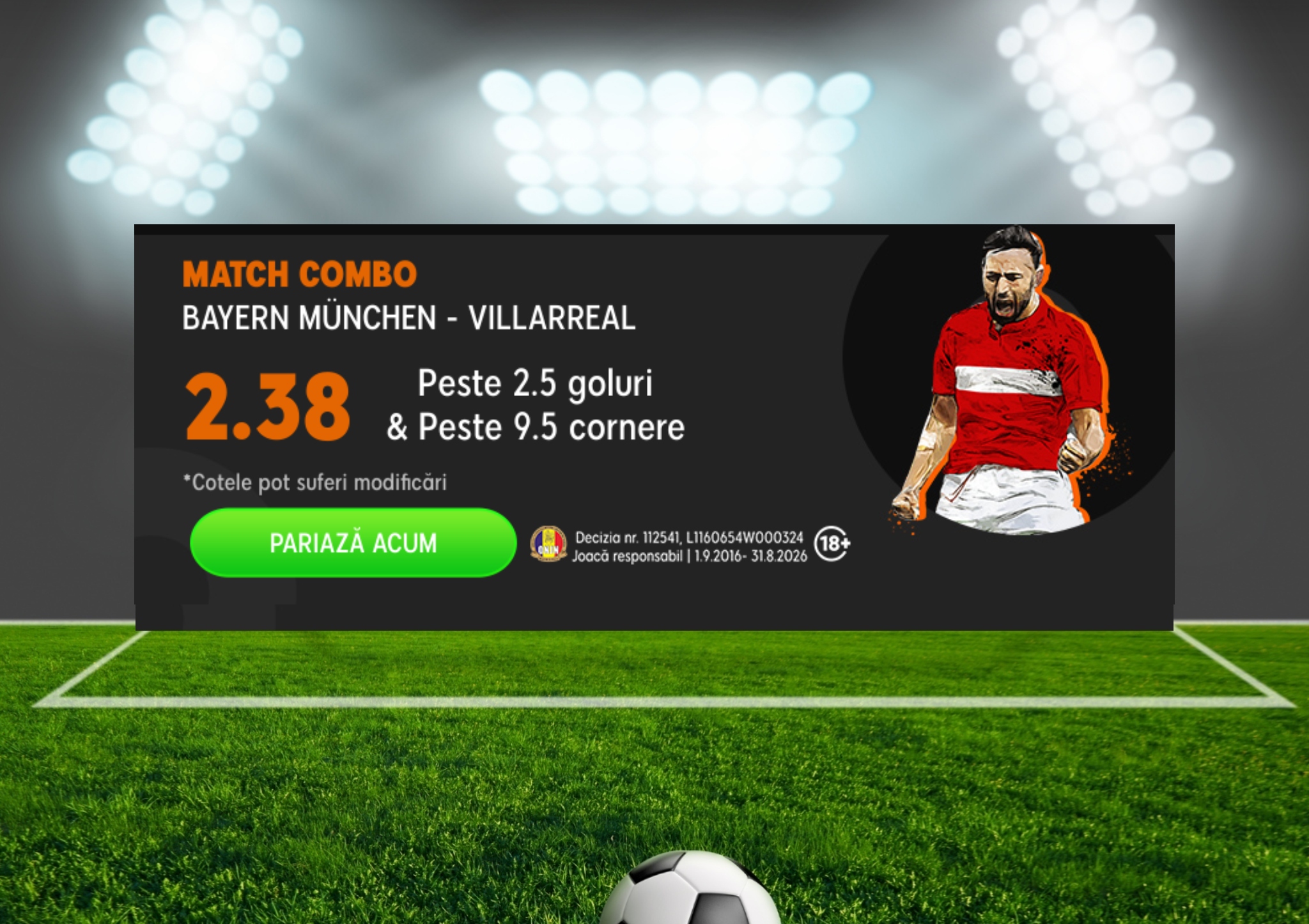 Ponturi online » Bayern – Villarreal: Variante in cote de 1.77 si 2.38 pe care le poti paria complet GRATIS!