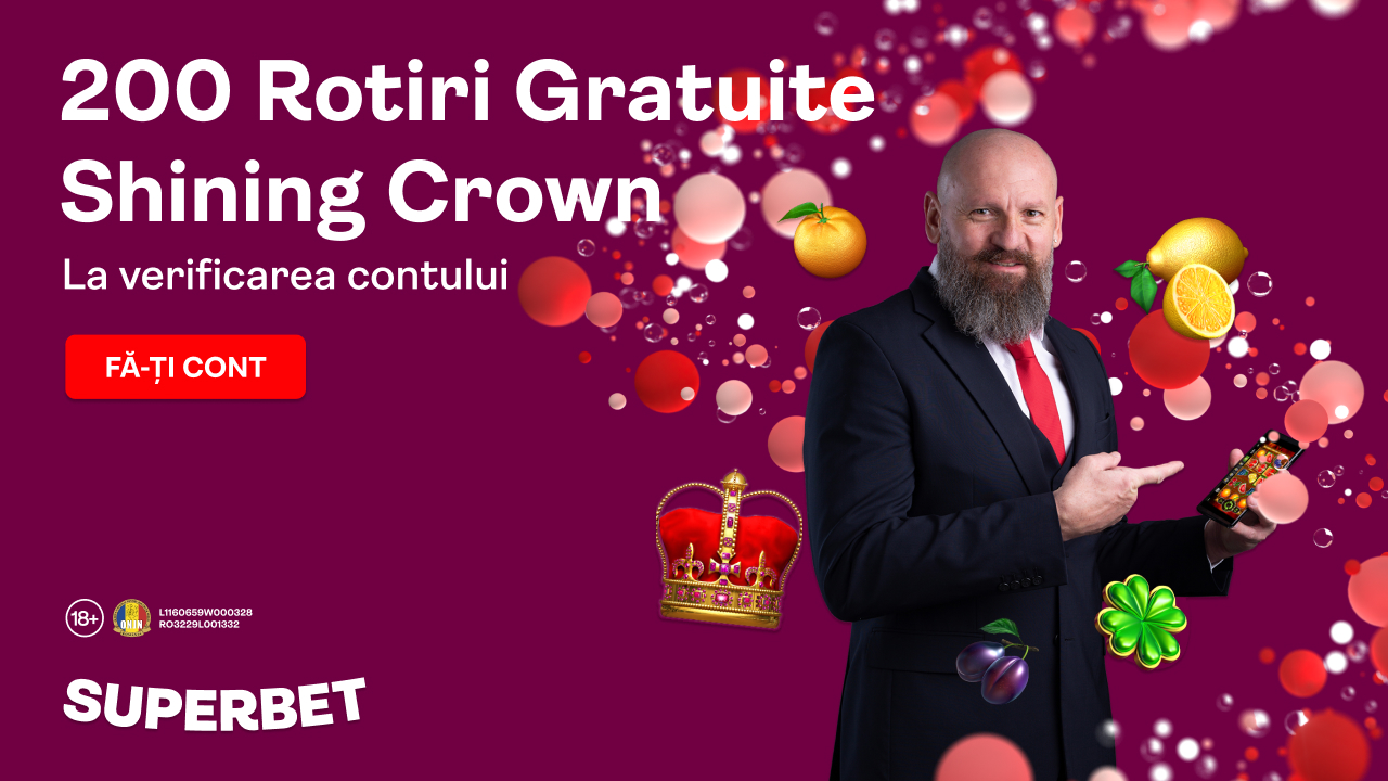 200 Rotiri Gratuite la jocul Shining Crown.