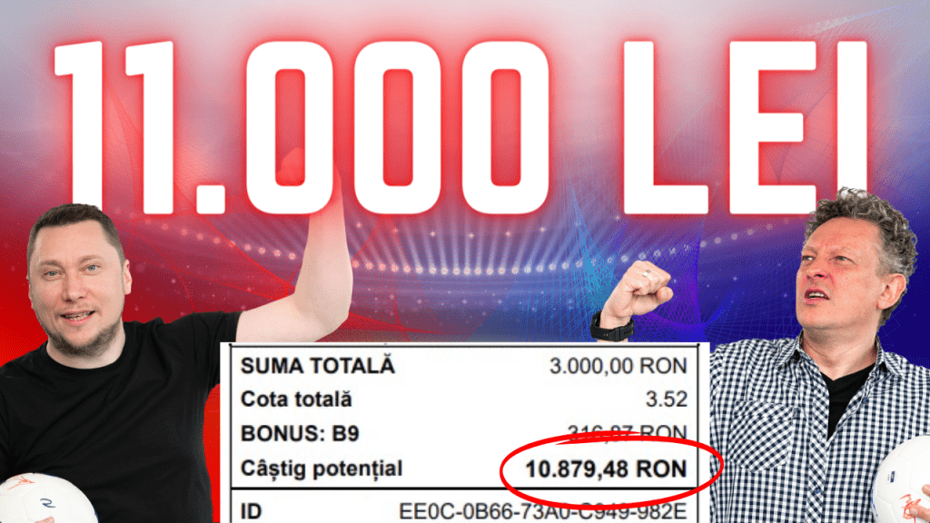 🍀Bilet pariuri: Miză 3000 LEI pentru un câștig de aproape 11000 LEI!