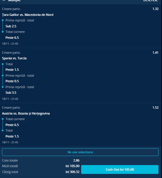 Cornere, goluri și profit: biletul zilei la pariuri pe naționale! Pariurile lui Sabin (18.11)