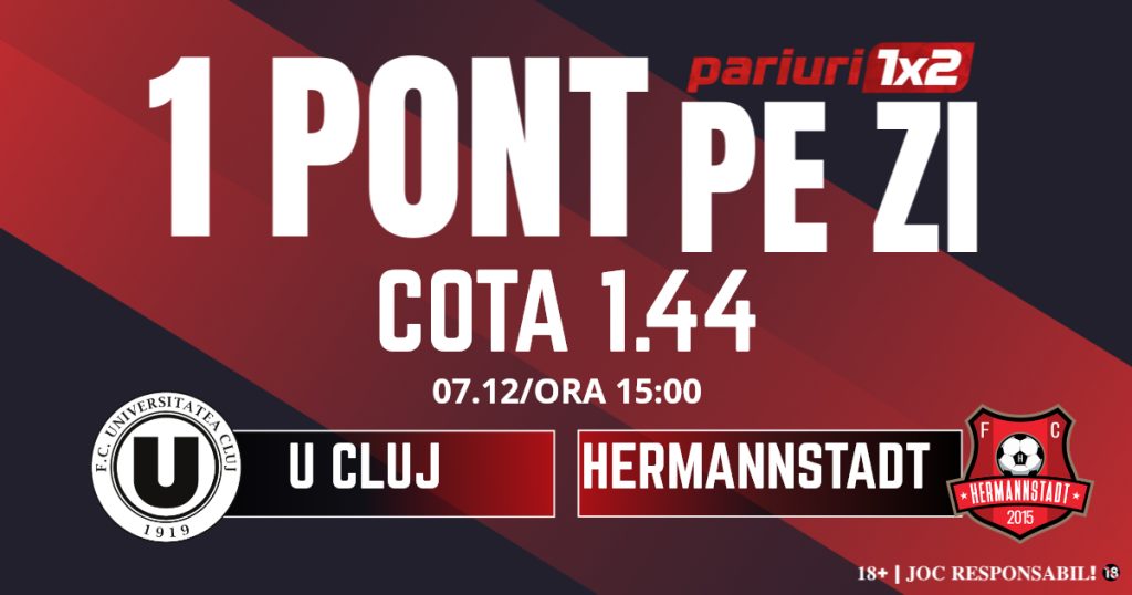 Un Pont pe Zi, 07 decembrie: Ieri a fost zi de profit! Astăzi U Cluj – Hermannstadt