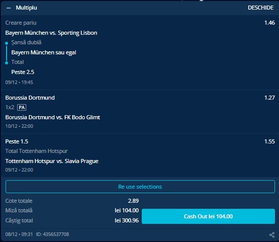 Biletul Zilei din Liga Campionilor: Miza pe goluri la Tottenham și victorii germane! Pariurile lui Sabin (9-10.12)