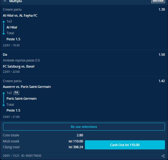 Cota 2.80 » Pariurile lui Sabin (22-23.01)