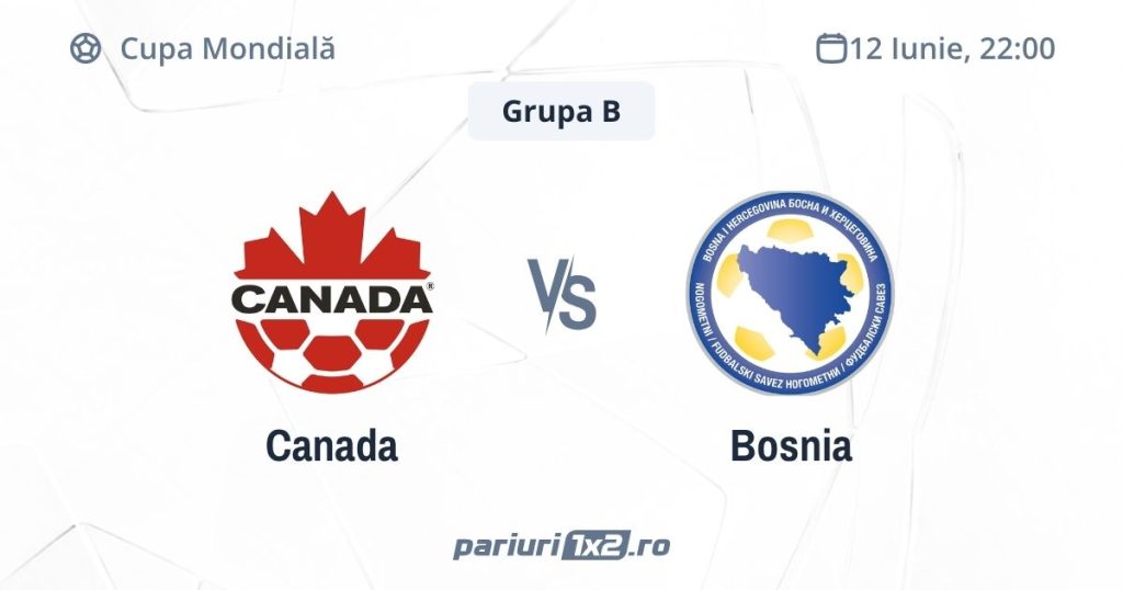 Canada – Bosnia & Herțegovina, Ponturi Pariuri Fotbal Cupa Mondială, 12.06.2026