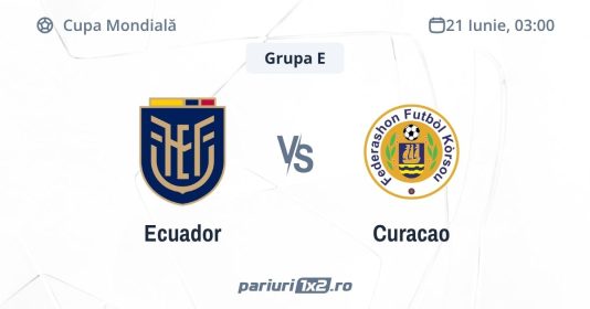 Ecuador - Curacao, Ponturi Pariuri Fotbal Cupa Mondială, 21.06.2026 (ora 03:00)