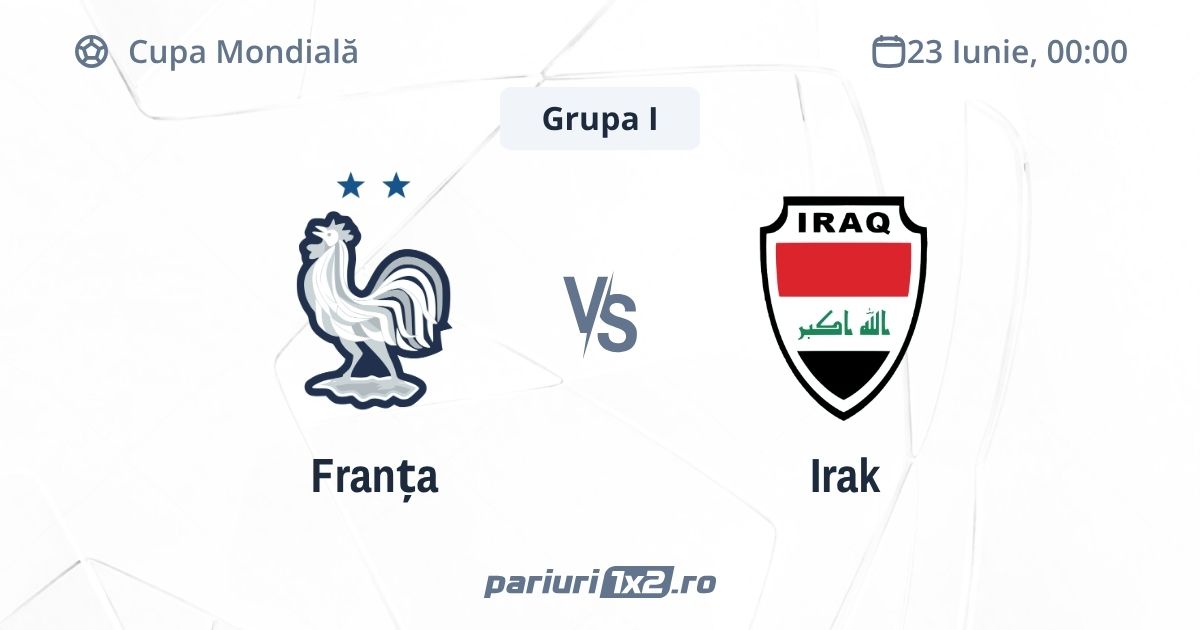 Franța - Irak, Ponturi Pariuri Fotbal Cupa Mondială, 23.06.2026 (ora 00:00)
