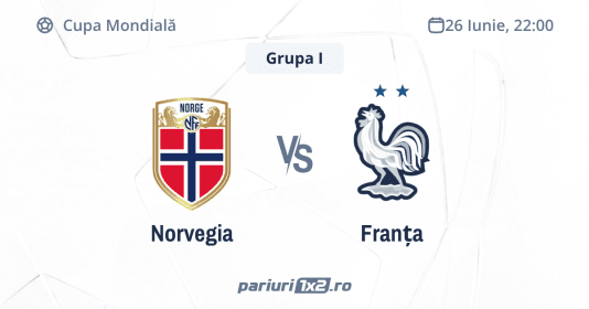 Norvegia - Franța, Ponturi Pariuri Fotbal Cupa Mondială, 26.06.2026 (ora 22:00)