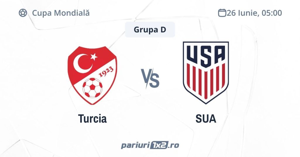Turcia – SUA, Ponturi Pariuri Fotbal Cupa Mondială, 26.06.2026 ( ora 05:00)