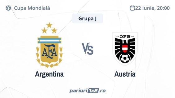 Argentina – Austria, Ponturi Pariuri Fotbal Cupa Mondială, 22.06.2026 (ora 20:00)