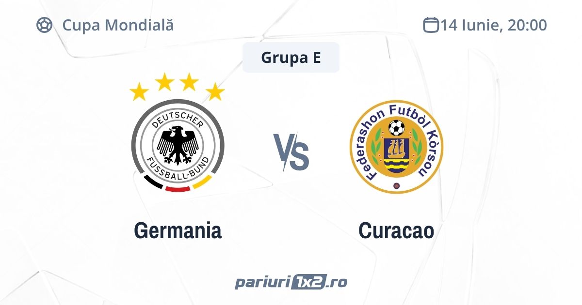 Germania - Curacao, Ponturi Pariuri Cupa Mondială, 14.06.2026