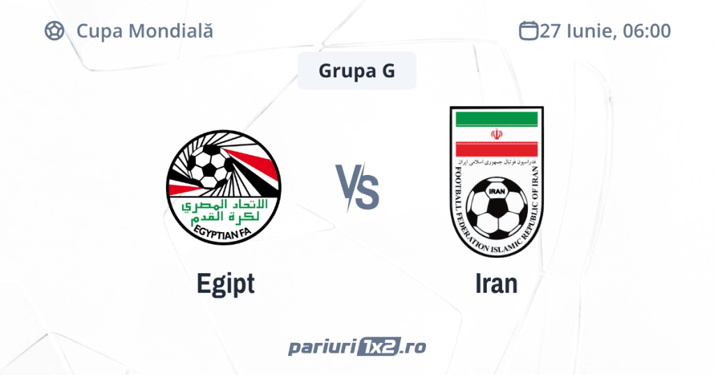 Egipt – Iran, Ponturi Pariuri Fotbal Cupa Mondială, 27.06.2026 (ora 06:00)