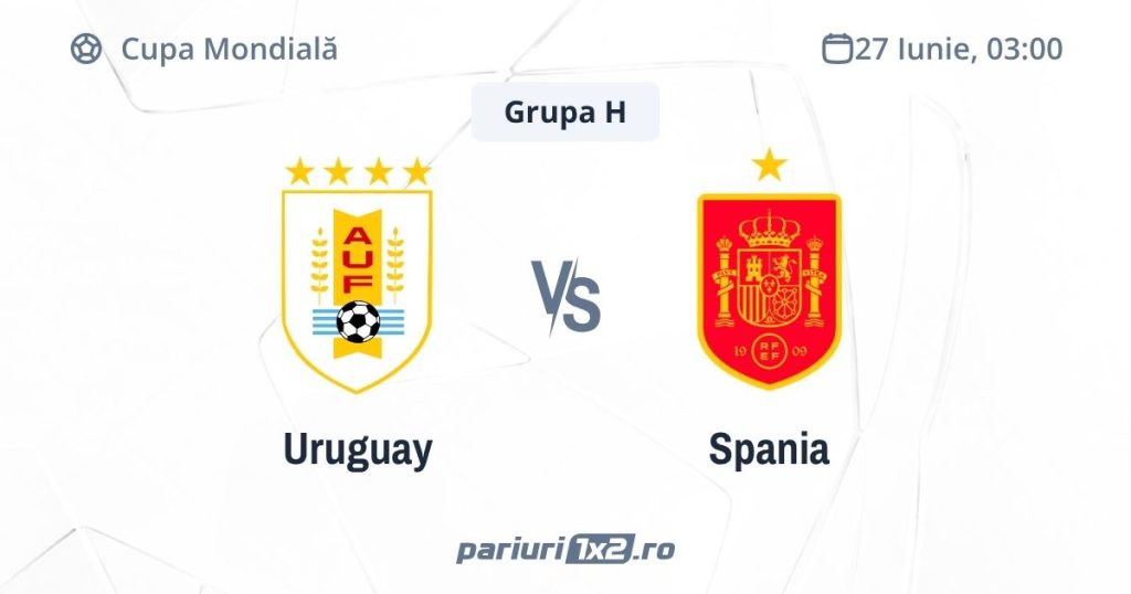 Uruguay – Spania, Ponturi Pariuri Fotbal Cupa Mondială, 27.06.2026 ( ora 03:00)