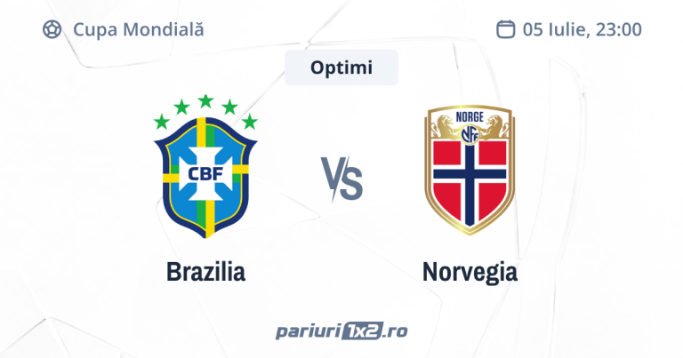 Brazilia – Norvegia, Ponturi Pariuri Fotbal Cupa Mondială, 05.07.2026 ( ora 23:00)