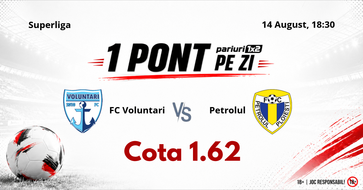 Un Pont pe Zi, 14 august: Nouă selecții reușite în această lună! Astăzi FC Voluntari – Petrolul