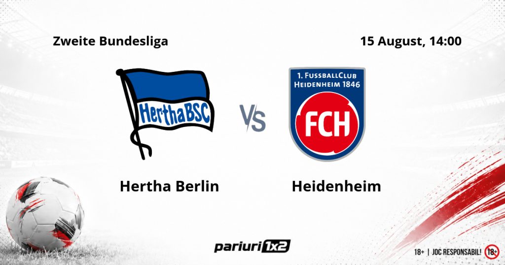 Hertha Berlin – Heidenheim, Ponturi Pariuri Fotbal Zweite Bundesliga, 15.08.2026